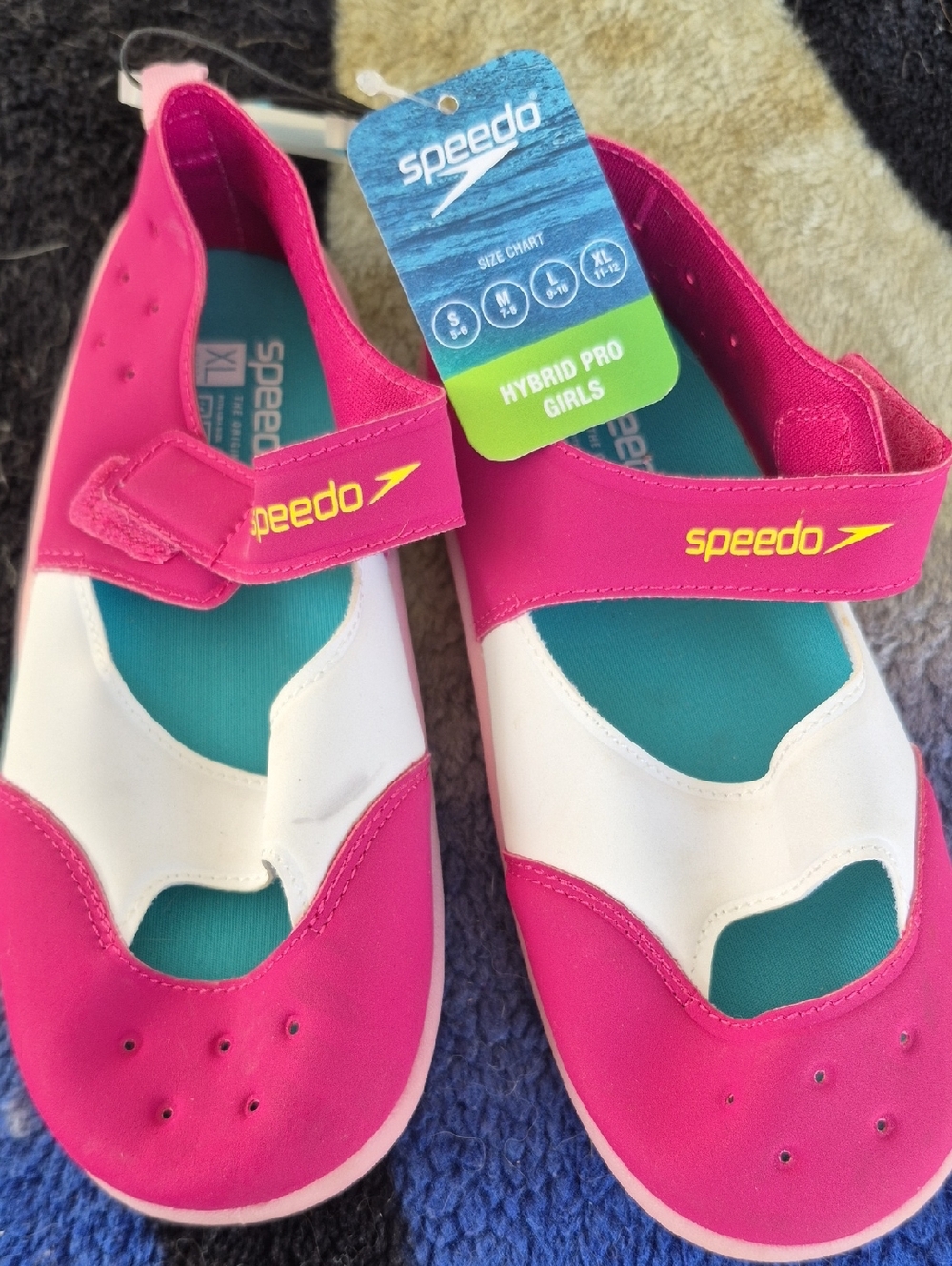 Speedo Pink, Teal & White Girls Hybrid Pro Water Shoes